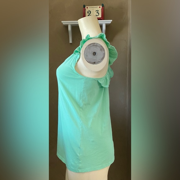 LILLY PULITZER SCULLY tank top Ruffle Green women’s size M 100% prima cotton - Picture 7 of 10